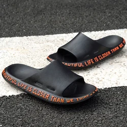 2021 Summer Slippers Men Alphabet Design Soft Sole Beach Flip Flops Large size 47 Unisex Casual Slip-on Flats Sandals Women Shoe