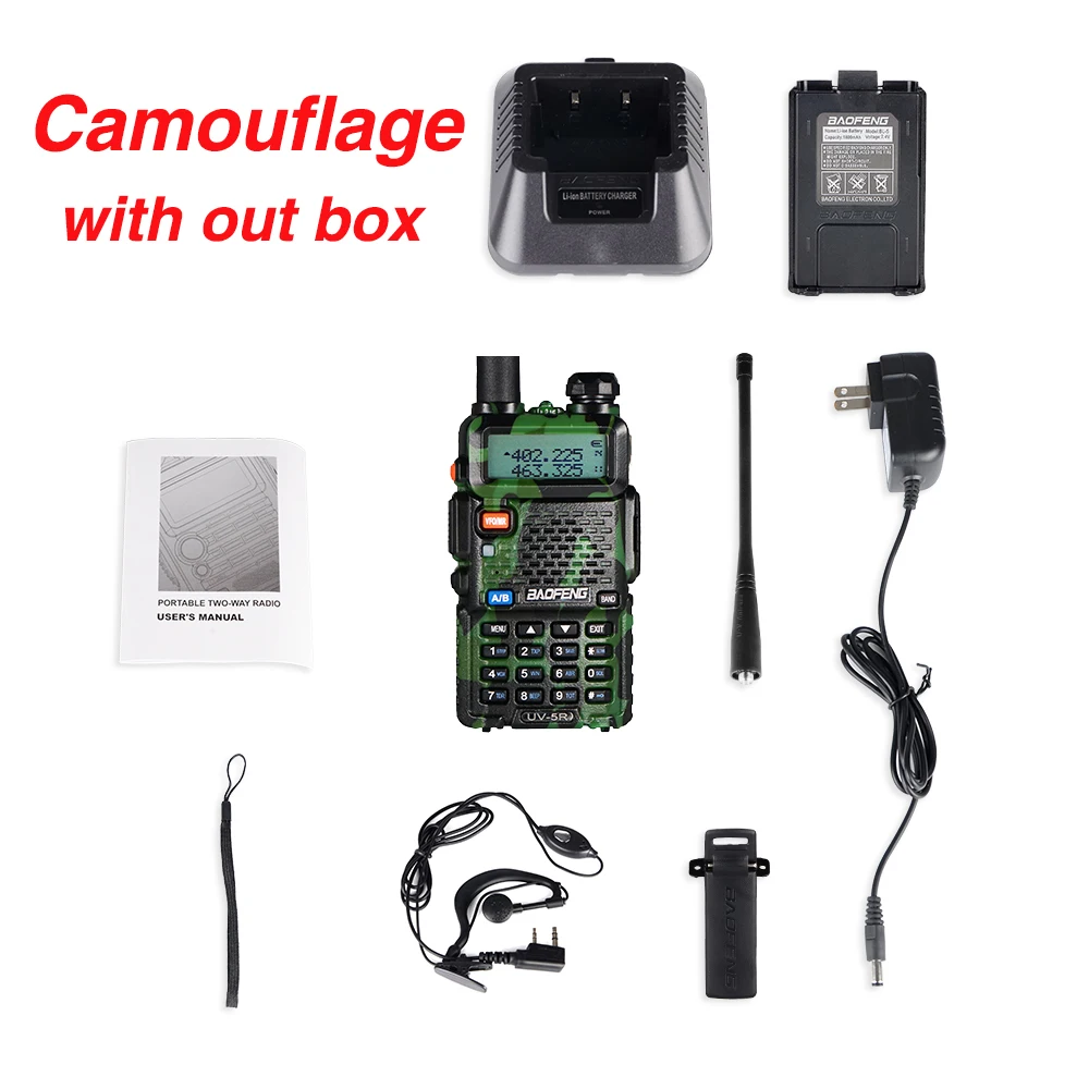Camouflage Without B Baofeng UV-5R двухстороннее радио профессиональная рация станция UV5R трансивер 5 Вт VHF UHF портативный UV 5R охотничий радиоприемник - Цвет: Camouflage Without B