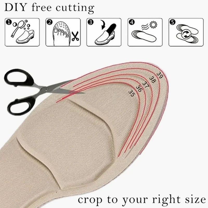 Insole Pad Inserts Heel Post Back Breathable Anti-slip for High Heel Shoe Sports Shoes Insoles 7D Memory Foam Cushion Foot Pad