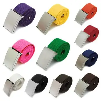 

Men Boy Unisex Canvas Metal Buckle Plain Webbing Business Casual Belt Strap