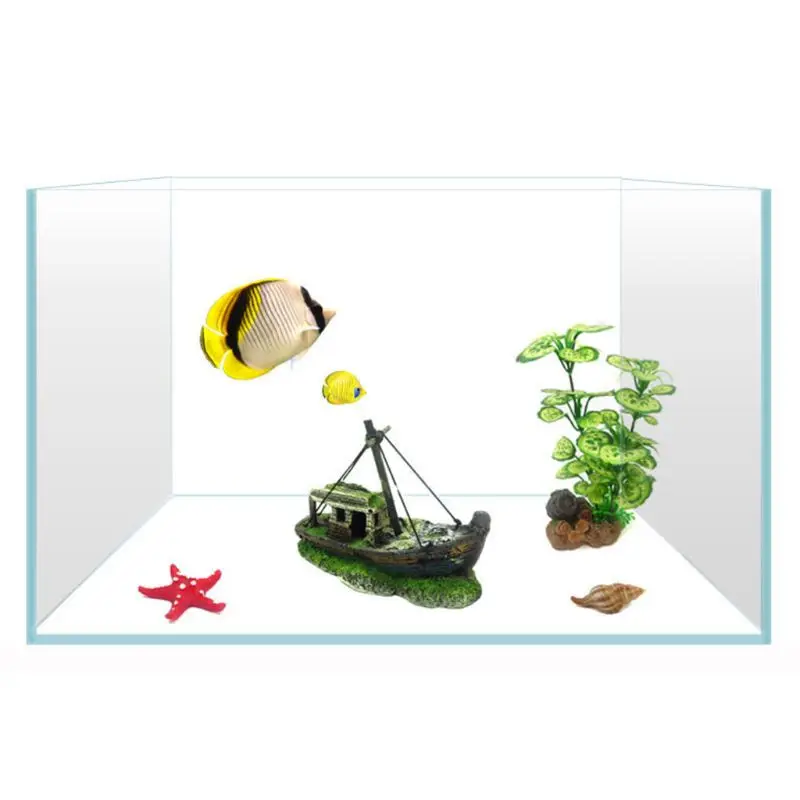 Fish Ttank Landscape Wreck Broken Ship Resin Ornament Aquarium Decoration H58C fish tank ornaments fish tank decorations aquarium ornaments mini landscape ornaments