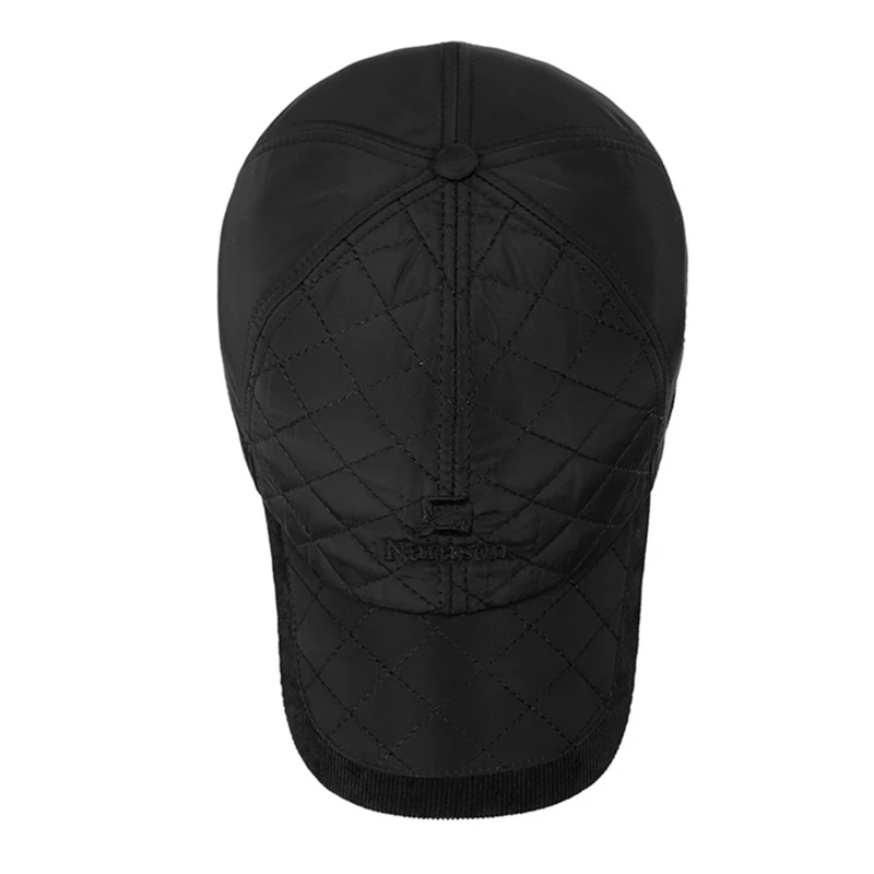 Warm Winter Baseball Cap Men Black Solid Bone Baseball Mens Winter Hats