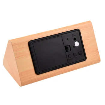 

【Voice Control Calendar Thermometer】 Wood Wooden LED Digital Alarm Clock USB/AAA Bamboo Wood White LED