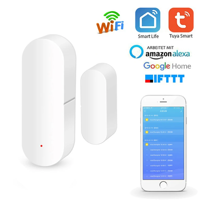Magnetic-Alarm-Sensor Smart-Wifi-Door Tuya Remote-Control-Works Alexa Google Home