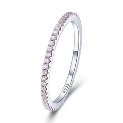 Elegant Gold - Plated Sterling Silver Eternity Band with Simulated Diamonds - 8 (Pink)