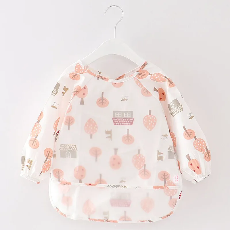 Waterproof Baby Bandana Bibs Cartoon Bibs Infant Eating Children Drawing Long Sleeve Apron Baby Self Feeding Burp Cloths baby bib,feeding bib,cotton bib,cotton bib set,children painting apron