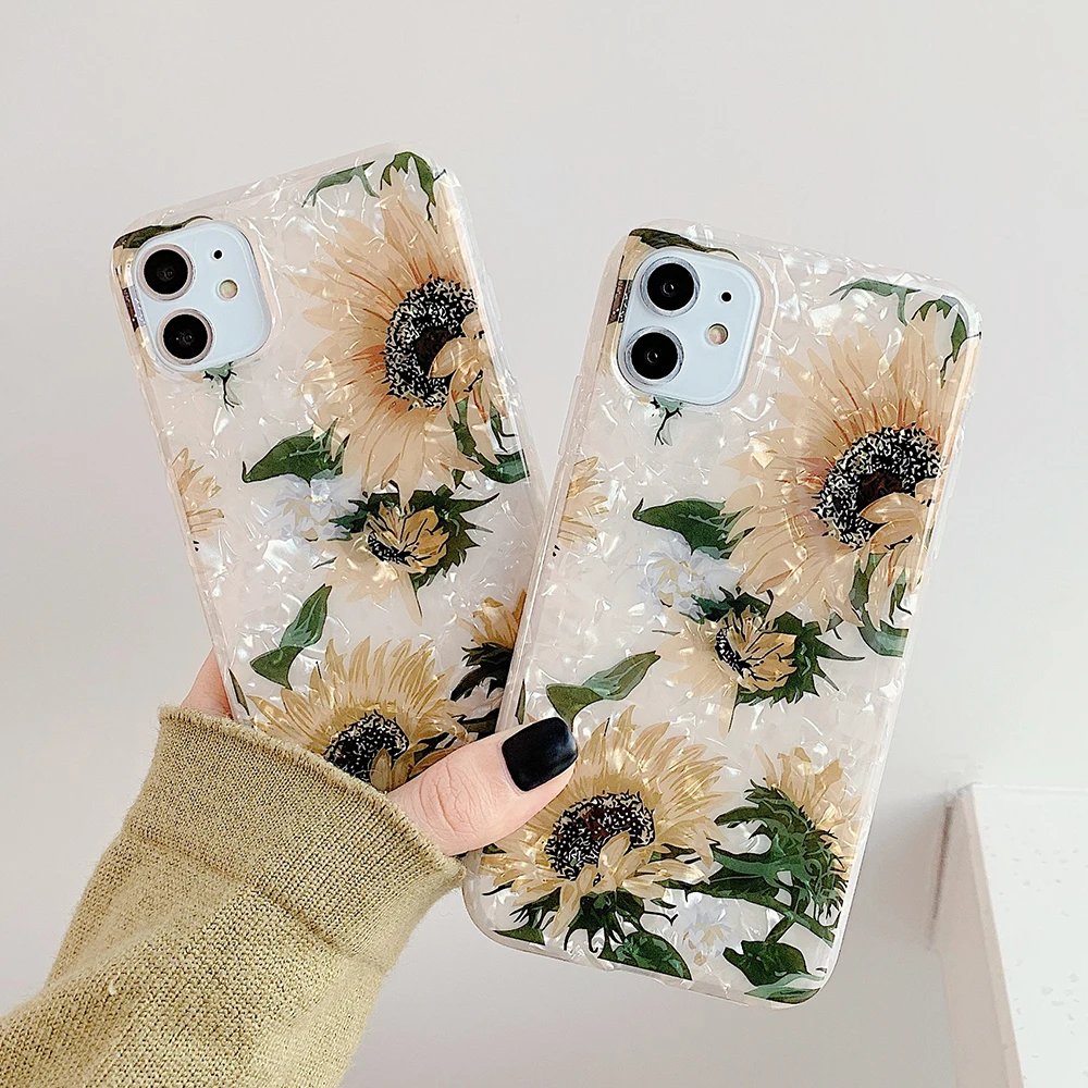 LOVECOM Phone Case For iPhone 13 12 11 Pro Max XR XS Max 7 8 Plus X Dream Conch Retro Flower Soft IMD Full Body Back Cover Gift