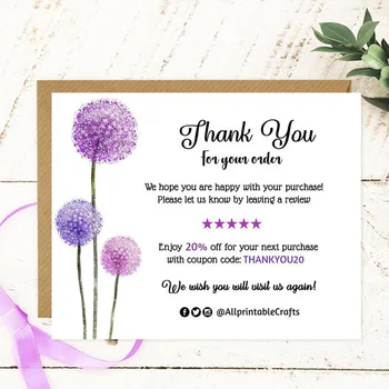 

Personalize Thank You Packaging Card, Thank You for Your Order Note, Editable Order Insert Card, Business Thank You Card