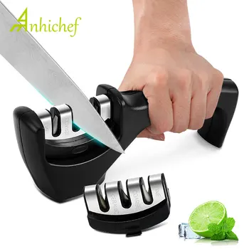 

3 Stages Knife Sharpener Professional Grinder knives Whetstone Kitchen Sharpening Stone Tungsten Diamond Ceramic Sharpener Tool