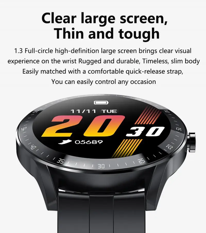 Смарт браслет IP68 для Android и IOS новый водонепроницаемый с круглым экраном