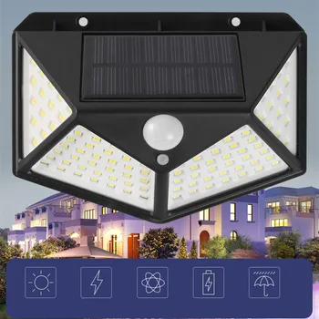 

Human body induction solar wall light with light on all sides New 100LED for outdoor lighting modern garden light