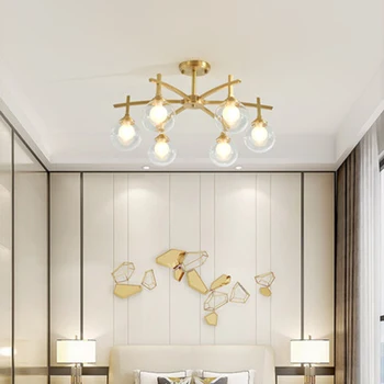 

Nordic LED All Copper Glass Chandelier Lighting American Luxury Living Room Lamp Bedroom Study Magic Bean Kitchen Decor Fixtures