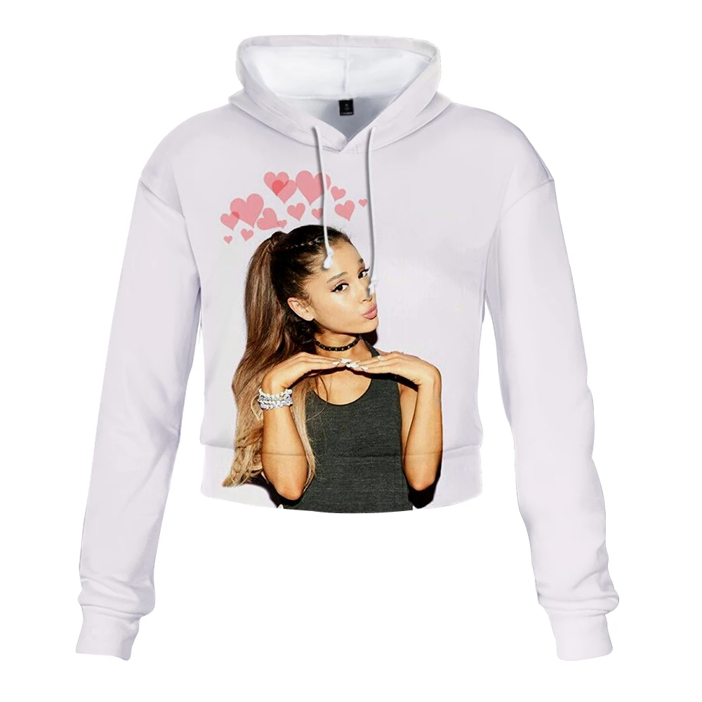 Новая женская Повседневная весенняя одежда Ariana Grande,, короткие сексуальные толстовки, уличная одежда