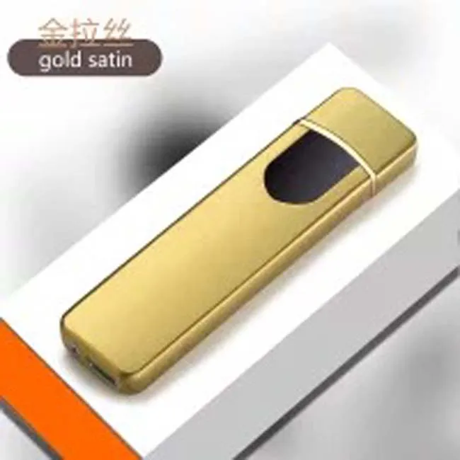 Gold Многофункциональный отпечаток пальца разблокировка электронная сигарета зажигалка перезаряжаемая мини USB прикуриватель креативный ультра-тонкий подарок - Цвет: Gold