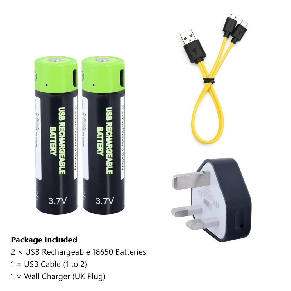 1500mAh USB 18650 Rechargeable li-ion Lipo Battery Cable Charger Kit For Toys controller batteries Lithium Polymer Battery - Color: 2Pcs UKcharger cable