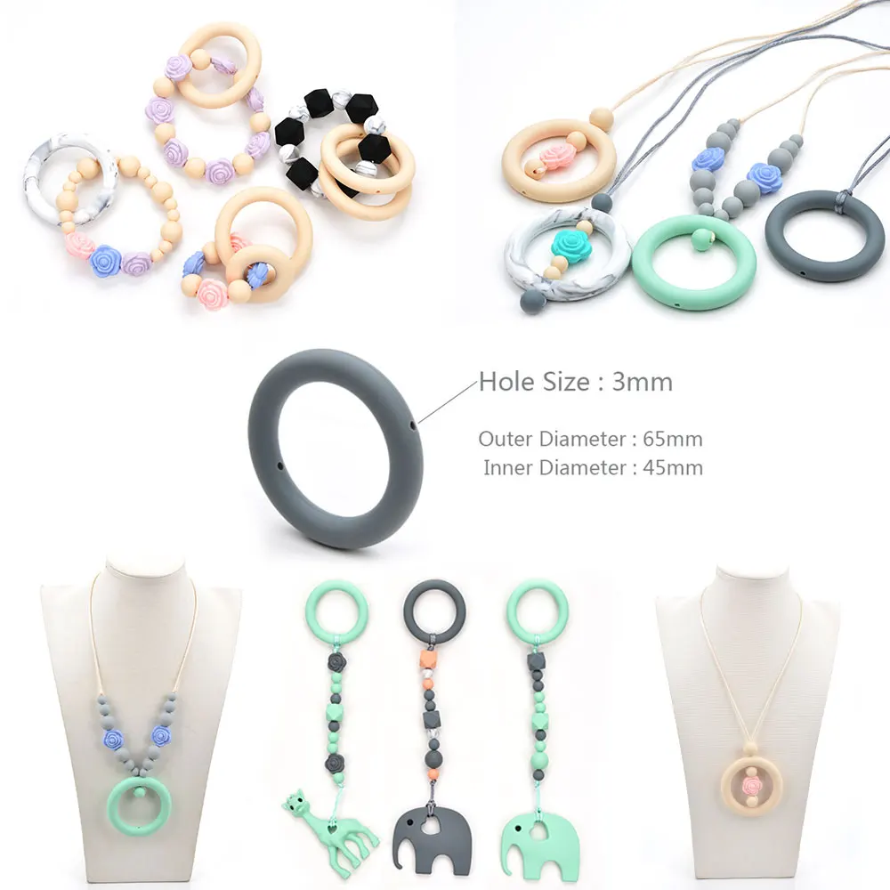 Teething toys 10pcs Silicone Beads Teething Ring Baby Charm Teether Necklace Pacifier Making BPA Free Food Grade Silicone Jewelry