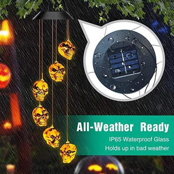 

HOT Halloween Decorations Outdoor Lights Solar Powered Ghost/Pumpkin/Skull Wind Chime Lights Waterproof Solar Light TI99