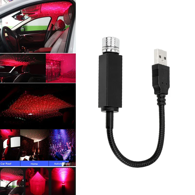 Звездный проектор с USB Ночной светильник атмосферная лампа на крышу автомобиля