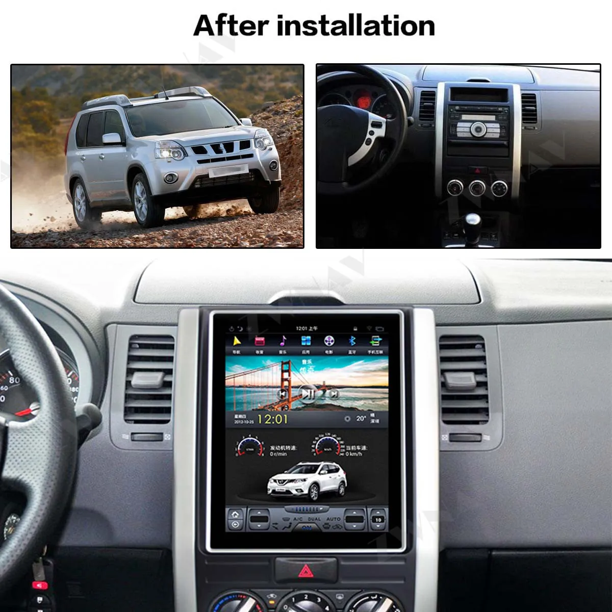 

For NISSAN X-TRAIL Qashqai Rogue 2007+ Car multimedia player Stereo Tesla Screen Android PX6 Radio Audio GPS Nav Head unit BT