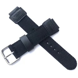 Premium 18mm Leather Nylon Canvas Watch Strap (Black)