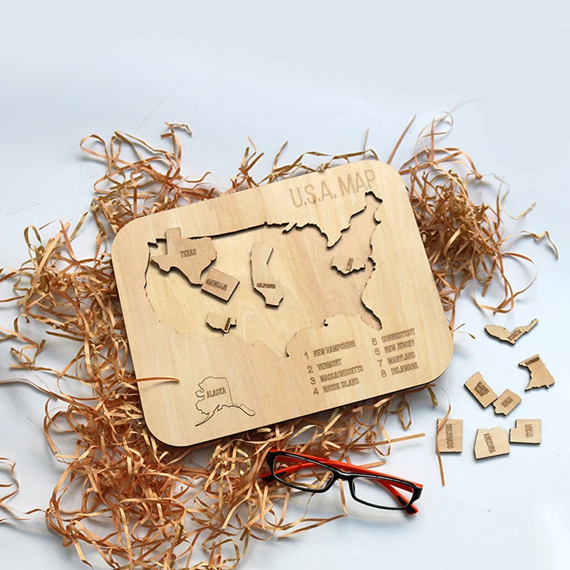 

Wooden 3D Puzzle Jigsaw Toys For Children United States Map Puzzles Kid Geographical Knowledge Learning Children Educational Toy