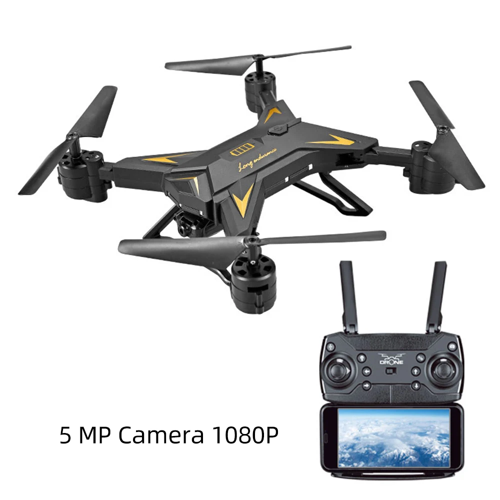 Black 5MP camera wifi FPV с широкоугольной HD камерой Дрон RC Квадрокоптер с высоким режимом удержания Профессиональный складной рычаг 20 минут работы от батареи - Цвет: Black 5MP camera
