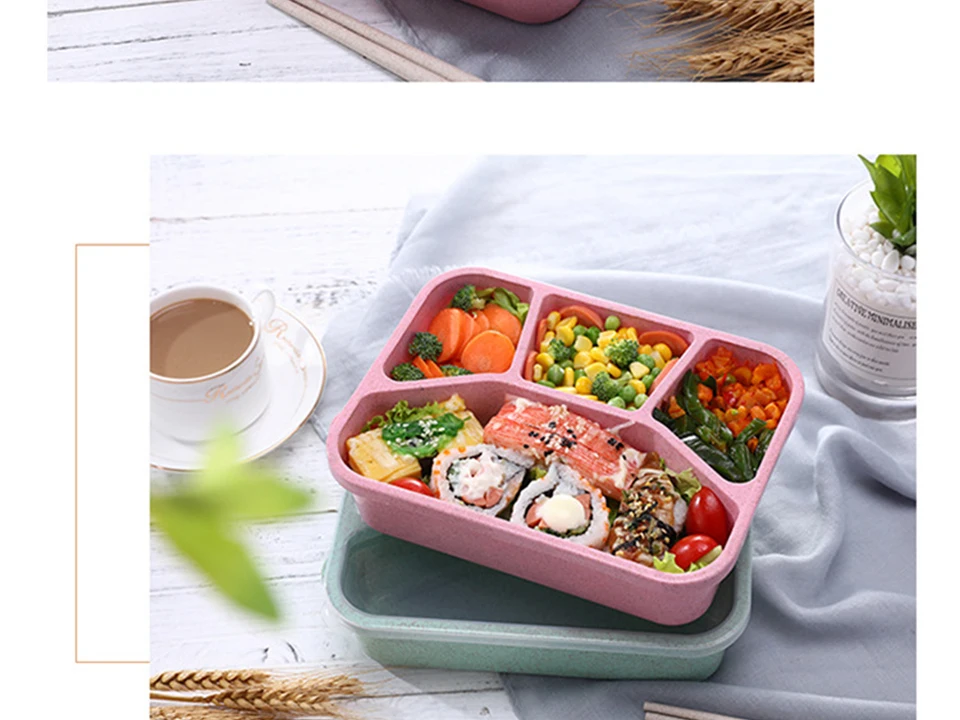 4 сетки 1400 мл Ланч-бокс Microwavable Bento Box Герметичный портативный PP пищевой контейнер для хранения для детей большого размера