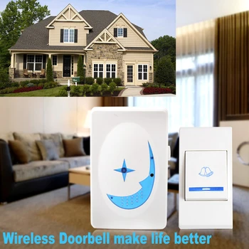 

2019 New Design Ring Wireless Funny DoorBell chime kit Remote control battery power with 16 melodies Security alarm flashlight