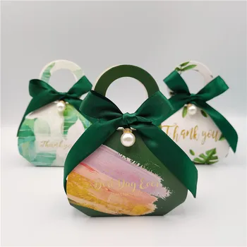 

Green Candy Packaging Box Packaging Thank You Gift Box Festive Party Supplies Wedding Favors Turtle Leaf Paper Boxes Paperboard