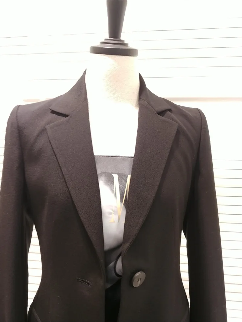 Весенне-осенние винтажные блейзеры и куртки для женщин с поясом, однотонный пиджак, Женский однобортный черный офисный Блейзер, верхняя одежда Mujer