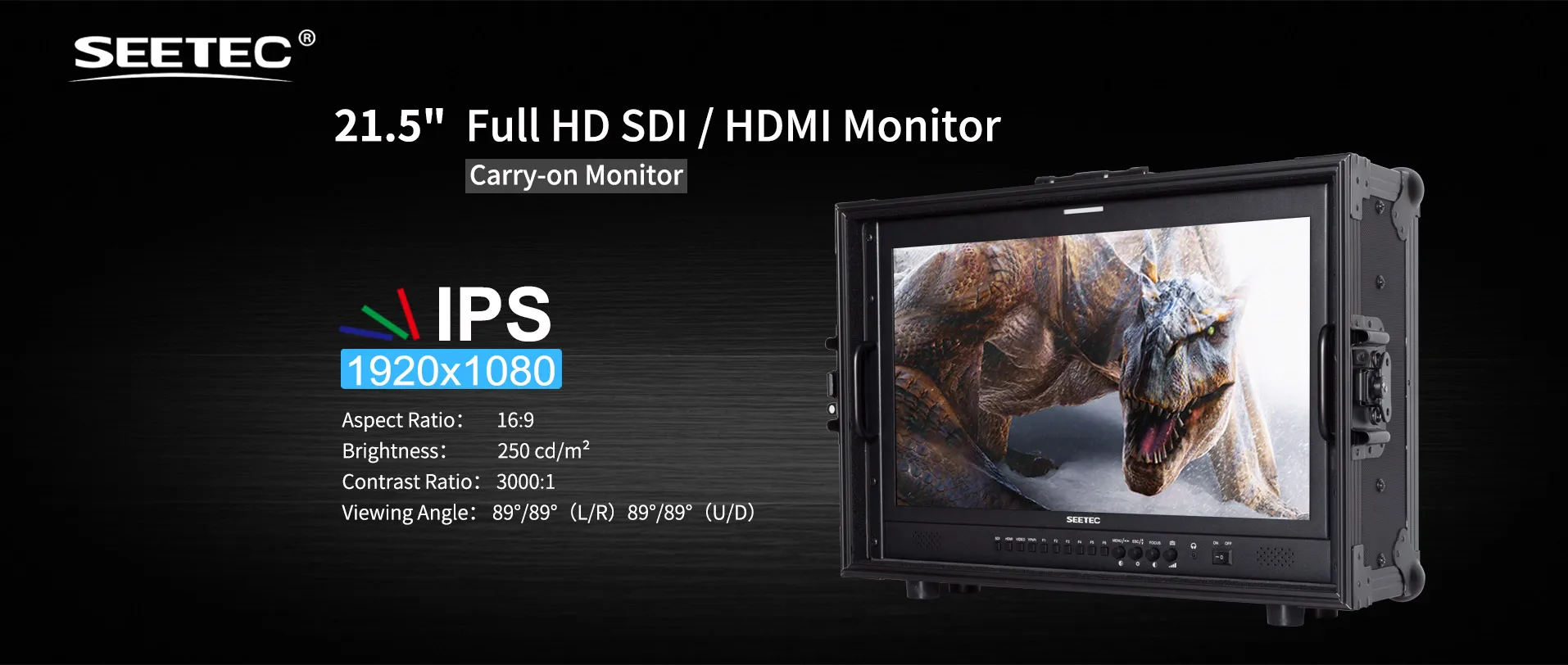 Description Picture 2 of item21.5" IPS Full HD 1920x1080 Carry-on Broadcast Director Monitor with 3G-SDI HDMI AV YPbPr P215-9HSD-CO