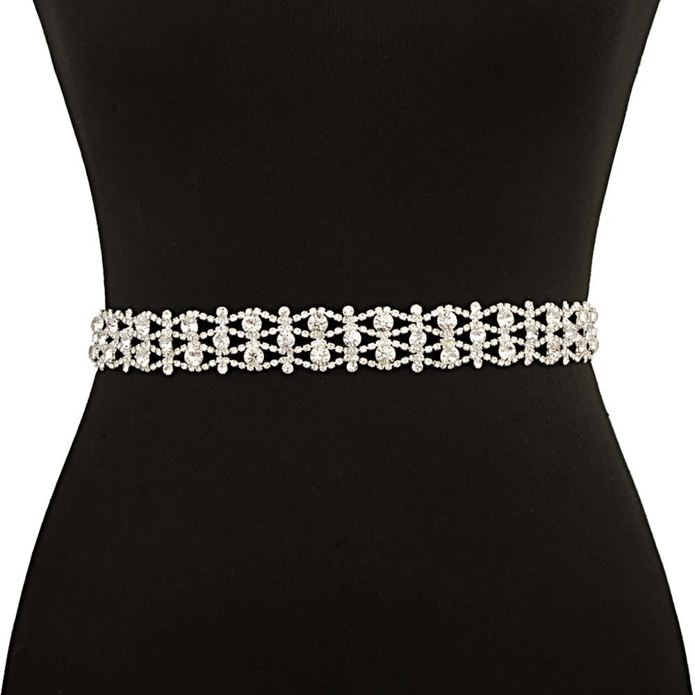 TRiXY S414-S Silver Crystal Belt Bridal Jeweled Belt Fancy Belts for Women Dresses Belt Wedding Belt Bridesmaid Belt for Dress