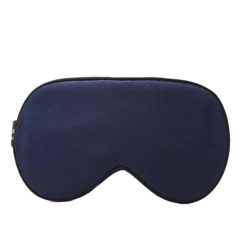 Women Eye Mask Satin Soft Padded Travel Night Sleeping Blindfold Sleep Aid Shade Cover 10Colors - Цвет: Navy Blue