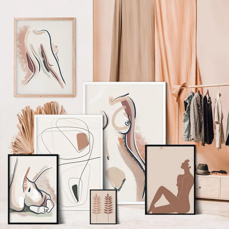 

Abstract Nude Prints Wall Art Canvas Painting Nordic Poster Modern Simple Body Line For Livingroom Bedroom Home Decor Unframed