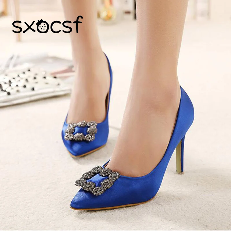 

Women Shoes High Heels Women Sexy Heels Pumps Pointed Toe Silk Stilettos Female Sexy Thin Pumps Elegant Wedding Shoes