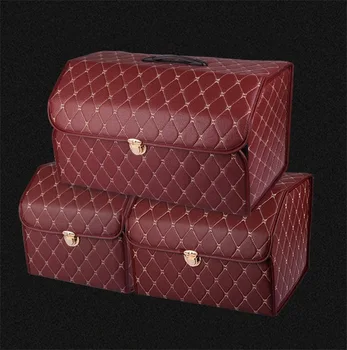 

Household Organizer Box Storage Bag Auto Trash Tool Bag PU Leather Folding Cargo Storage Stowing Tidying Home Accessories