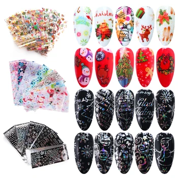 

10pc/set Full Wraps Manicure Decor Flower Letter Nail Foil Starry Transfer Sticker Nail Art Slider Adhesive Decals Nail Art Tips