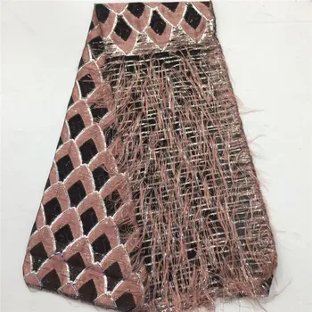 

Amazing Wedding/Party Dress Material African Organza Lace Fabric With Fringings POZ2 (5Yards/Lot)