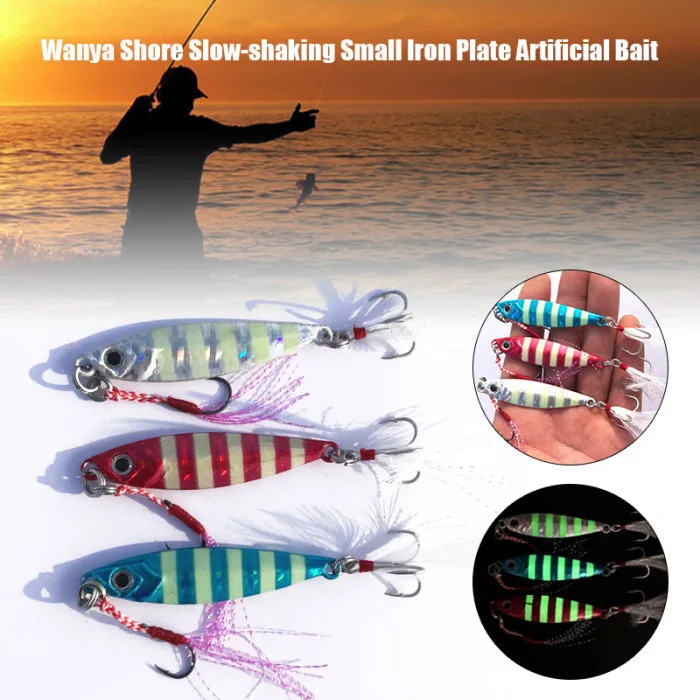 2Pcs Metal Lead Fish Jig Fishing Lures Luminous Bait Jigging&T8