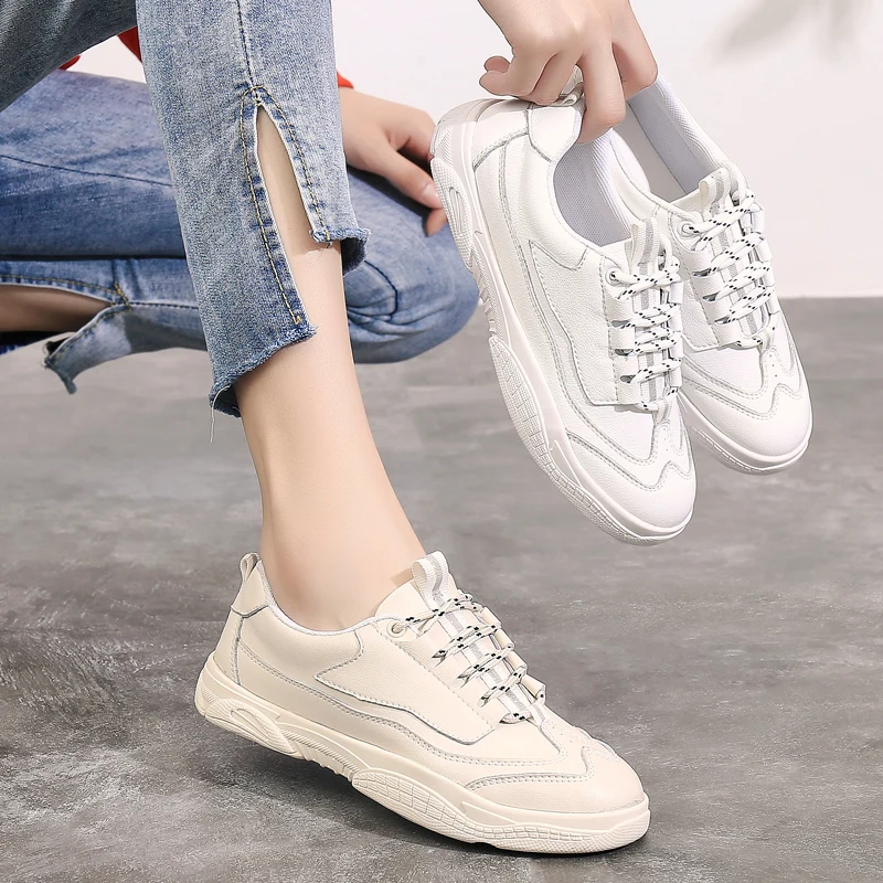 white women genuine leather vulcanized shoes fashion korean trend ladies skate casual flats designer female dress moccasins girl (30)