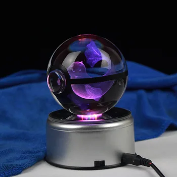 

Pokemon Anime Glass Pokemon Ball 3D Engraving Dewgong Ball Crystal Crafts Christmas Gifts