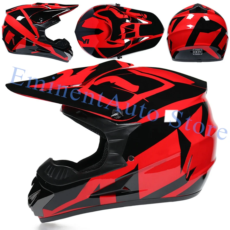 3 Gifts Racing Off-Road Full Face Scooter Motorcycle Helmet Motocross Riding Dirt Bike DOT Moto Casco Vintage