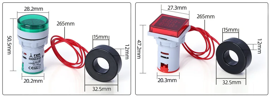 22mm com display duplo e indicador de sinal 0-100a