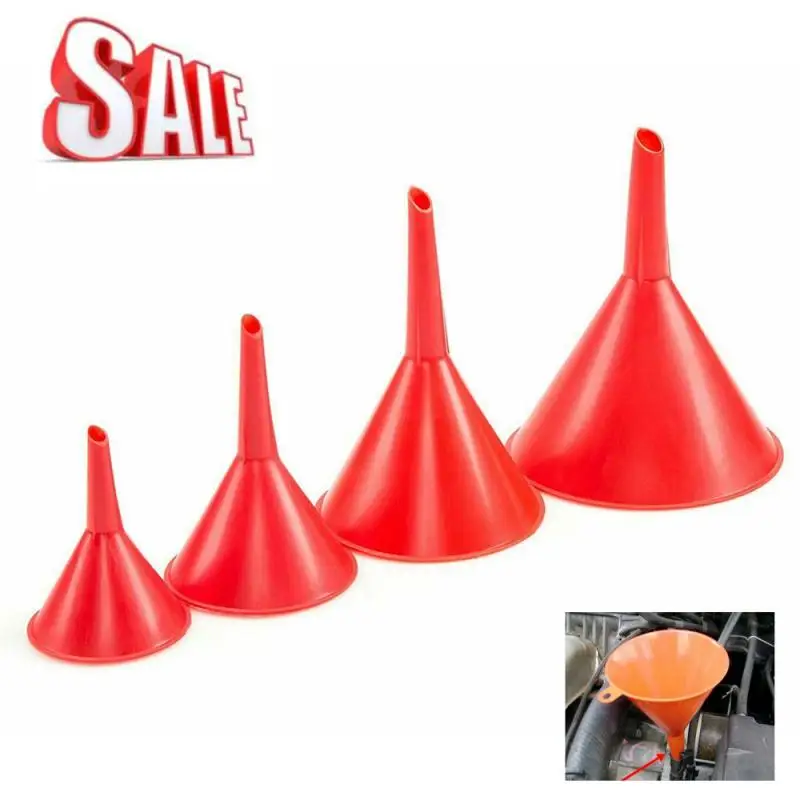 2020 High Quality Durable 4Pcs Mini Red Plastic Funnel Set For Car Oil Gas And Fluids Auto Household