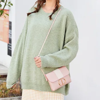 

New color contrast hardware decoration women's Shoulder Bag Messenger Bag mobile phone bag