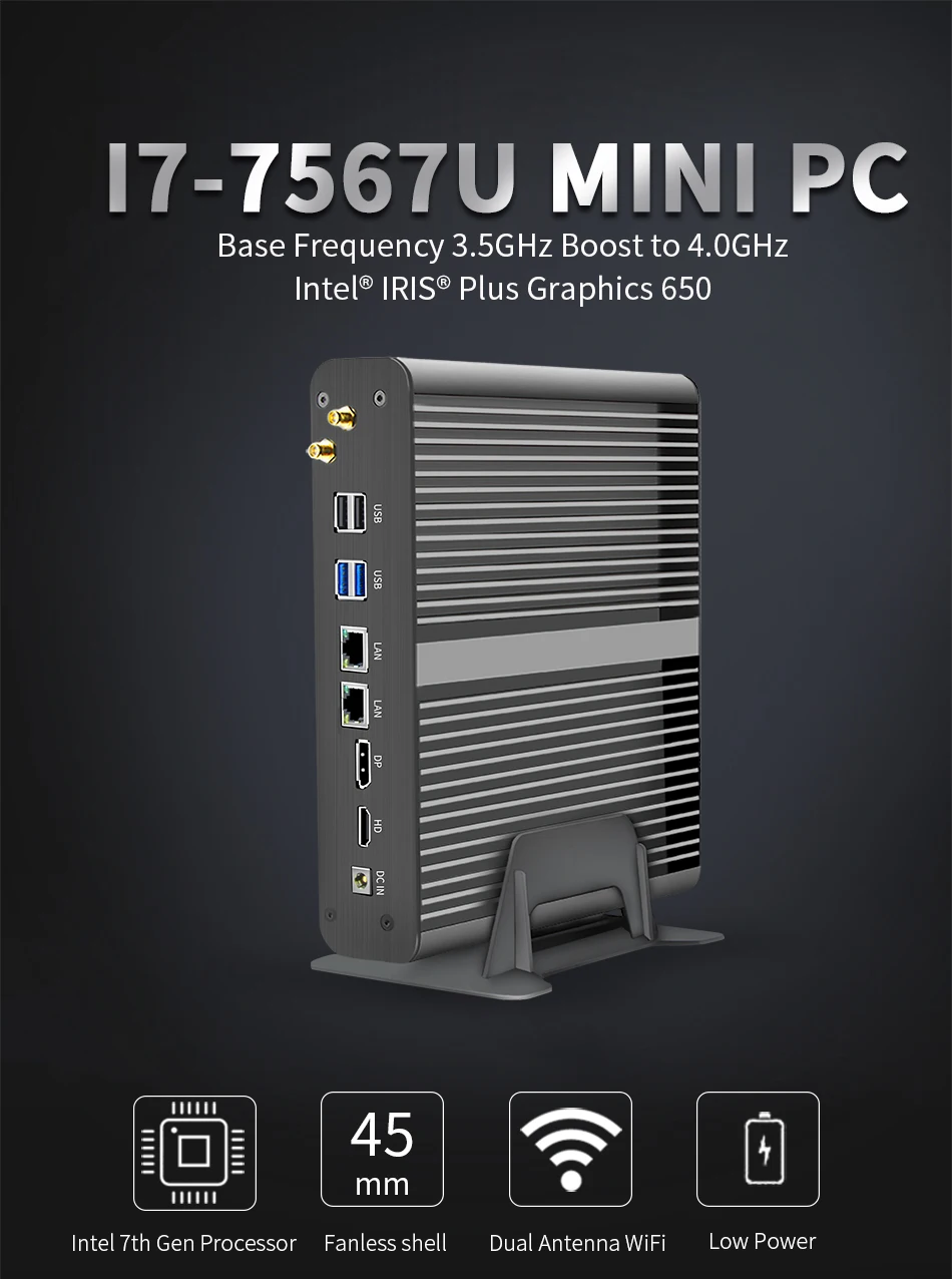 MSECORE Intel I3 7100U I5 7260U I7 7660U Fanless gaming Mini PC Windows 10 HTPC linux game PC Desktop Computer HDMI DP 4K WiFi