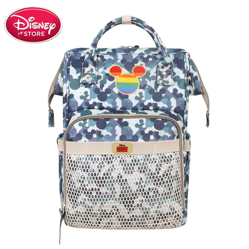 blue Натуральная сумка disney мягкий подгузник рюкзак Минни Микки Маус сумка для ухода за ребенком сумка для детской коляски дорожная сумка для беременных - Цвет: blue