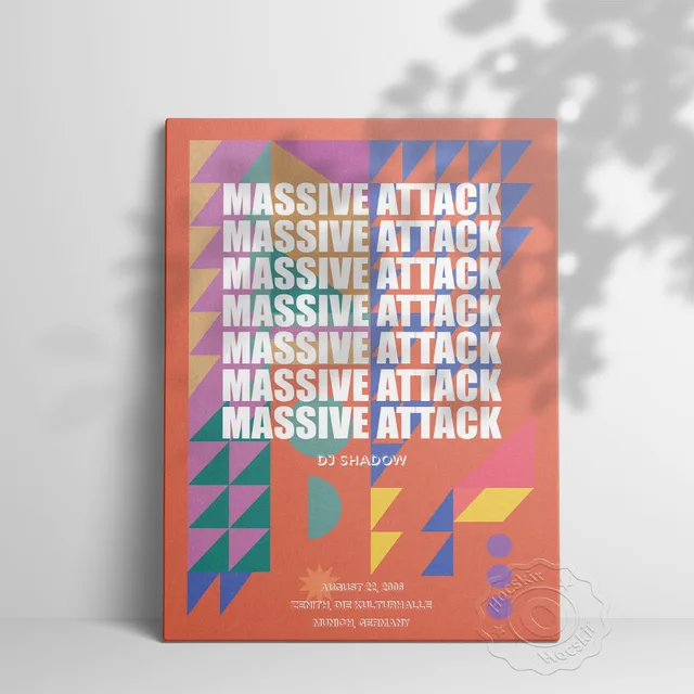 Hatalmas Támadási Koncert Plakát, Geometriai Mintázat Vászonfestés, Skandináv Vintage Művészeti Nappali Otthoni Dekoráció Fali Kép, Művészet - Image 2