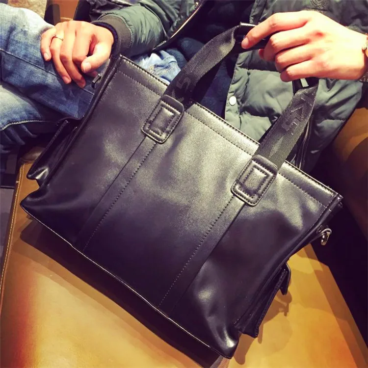 Crazy Horse Black Brown Bussines Bag Men Leather Bags Briefcases Work With Compartments Male Casual Solid Attache Case 0016