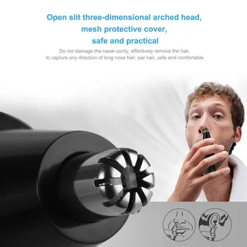 

U-KISS Professional Electric Nose Hair Trimmer With Slit Open Three-Dimensional Arc Head Power Indicator Light Compact Size